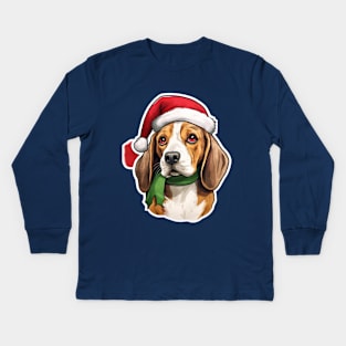 Christmas Beagle Kids Long Sleeve T-Shirt